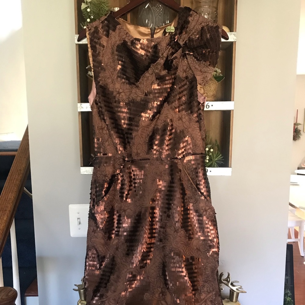Copper brown sequins and lace  Eva Franco dress